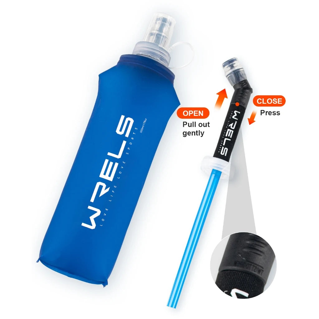 Collapsible TPU Water Bottle - BPA-Free Folding Soft Flask for Running & Hiking