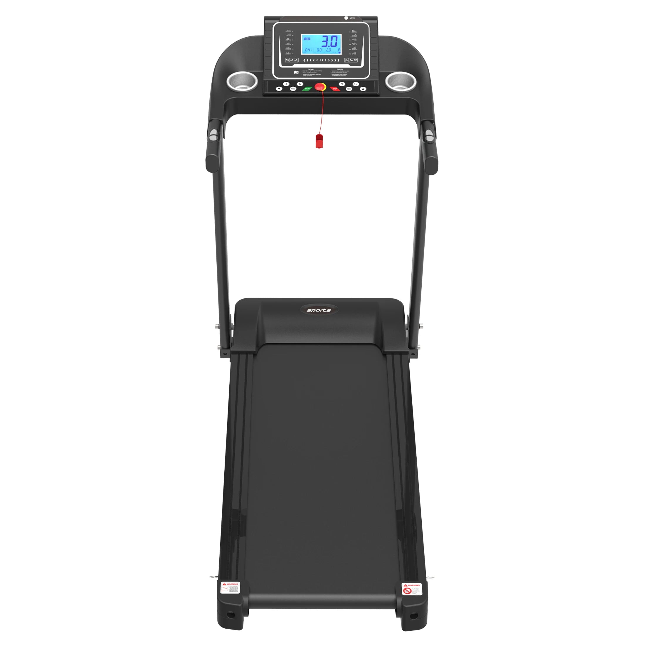 Folding Treadmill, Smart Motorized Treadmill with Manual Incline and Air Spring & MP3, Exercise Running Machine with 5" LCD