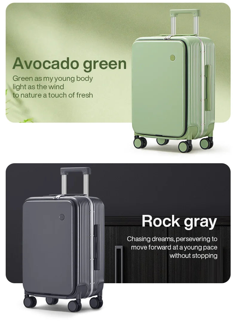 Mixi Aluminum Frame Carry-On Suitcase with USB Charging Port - 20/24 Inch Rolling Luggage