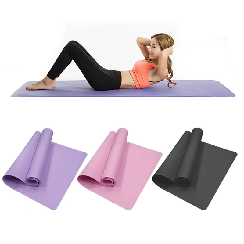 Lavender 4mm EVA yoga mat on floor during a seated stretch