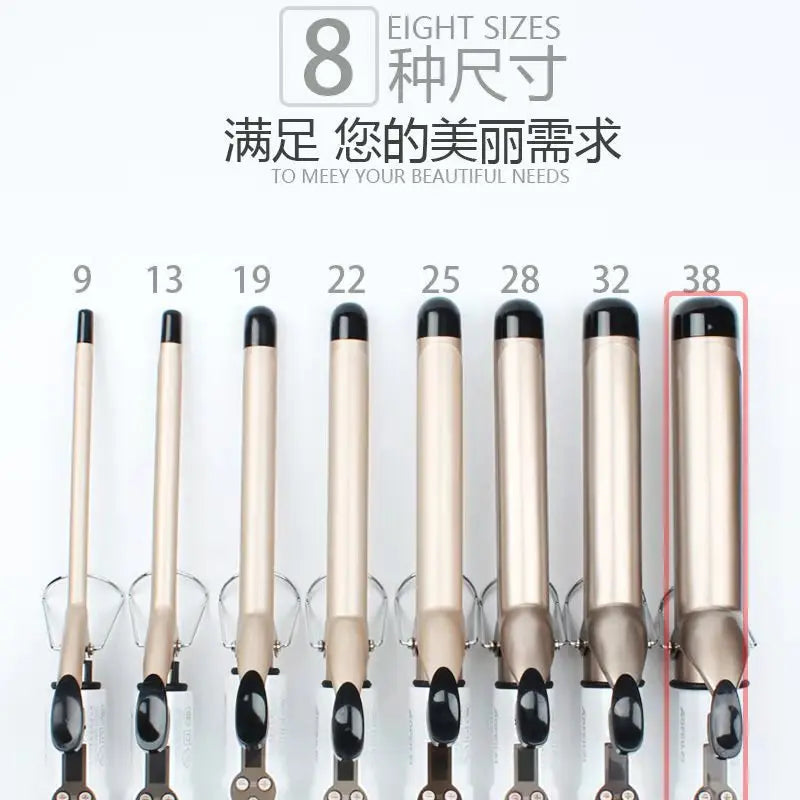 Professional Ceramic Hair Wave Curling Wand - LCD Display Curling Iron for Waves & Curls
