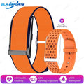 Orange sport fitness tracker smart bracelet with perforated band and adjustable clasp