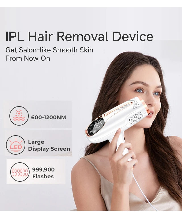 IPL Permanent Hair Removal Device - 999,999 Flashes Painless Laser Epilator for Women