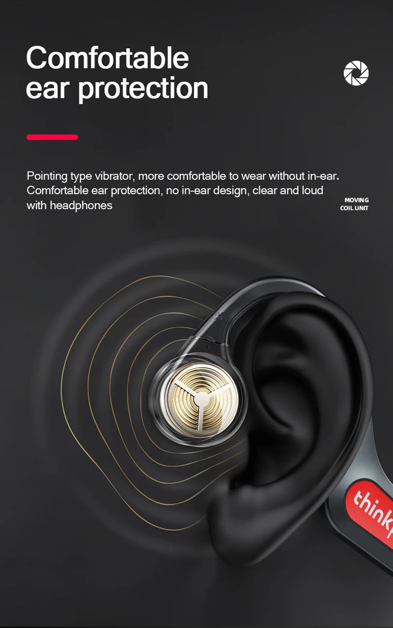 Bone conduction sports headphones with black ear cup pads