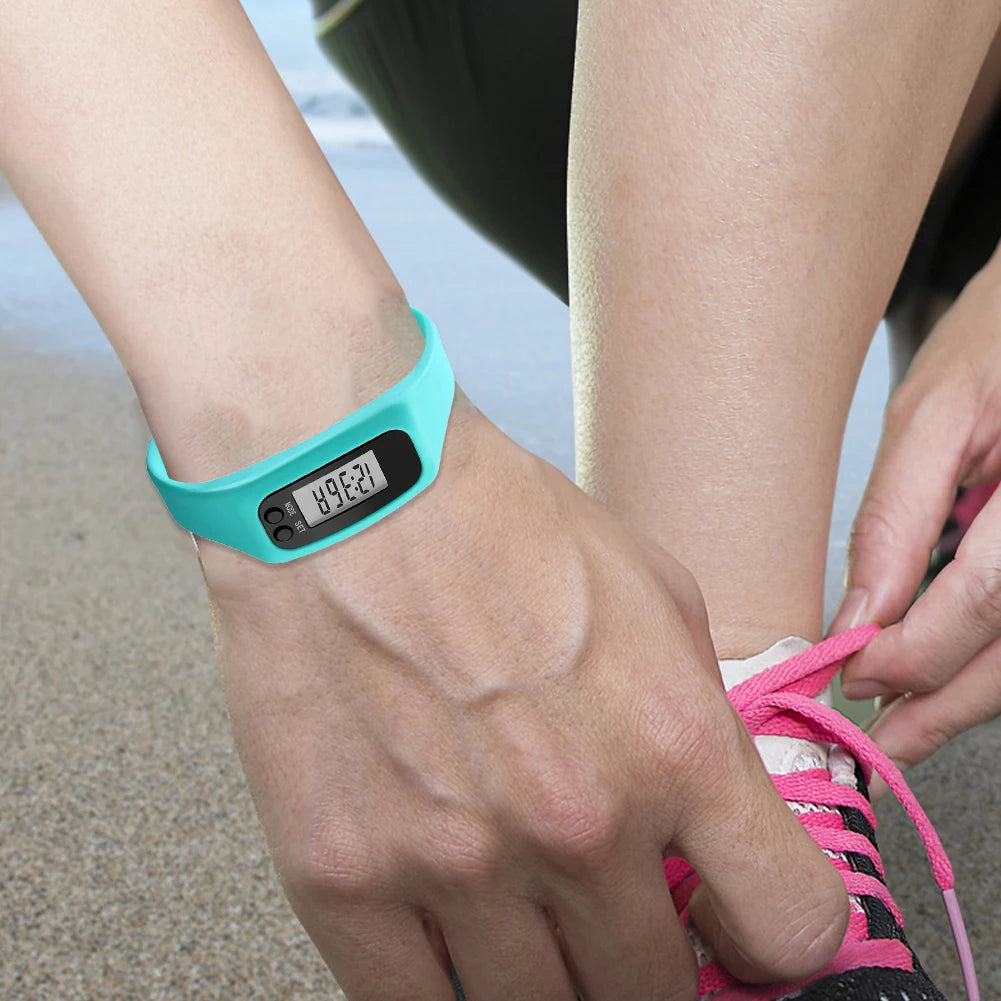 LED Pedometer Bracelet - Step Counter Watch with Calorie Tracker & 12/24H Display