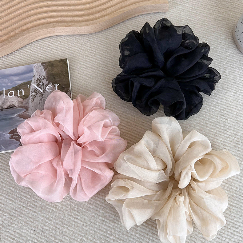 Soft Chiffon Pastel Hair Scrunchies - Romantic Ruffle Design Organza Hair Ties for Women