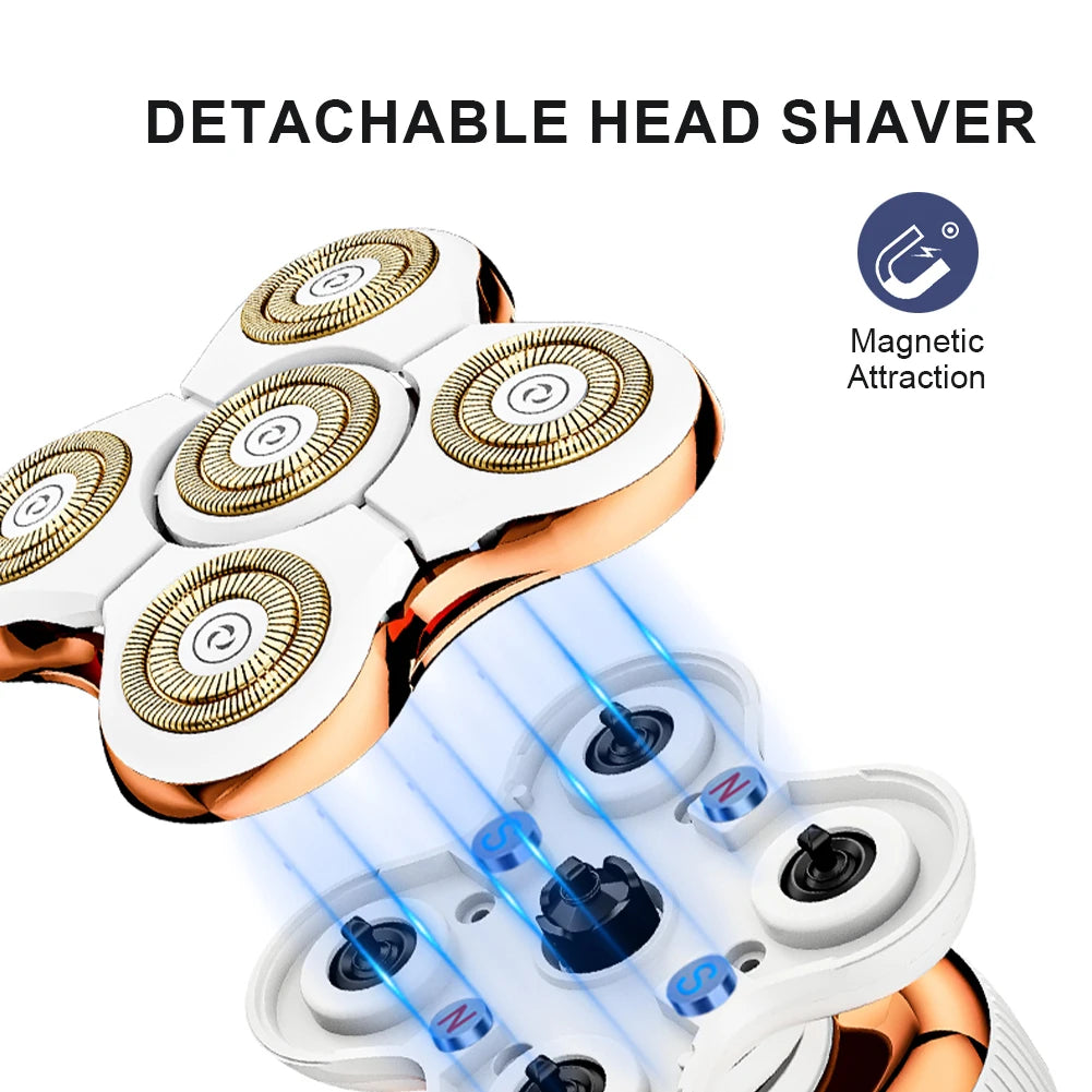 5-Blade Head Electric Hair Remover - USB Rechargeable Waterproof Shaver for Women with Wet & Dry Technology