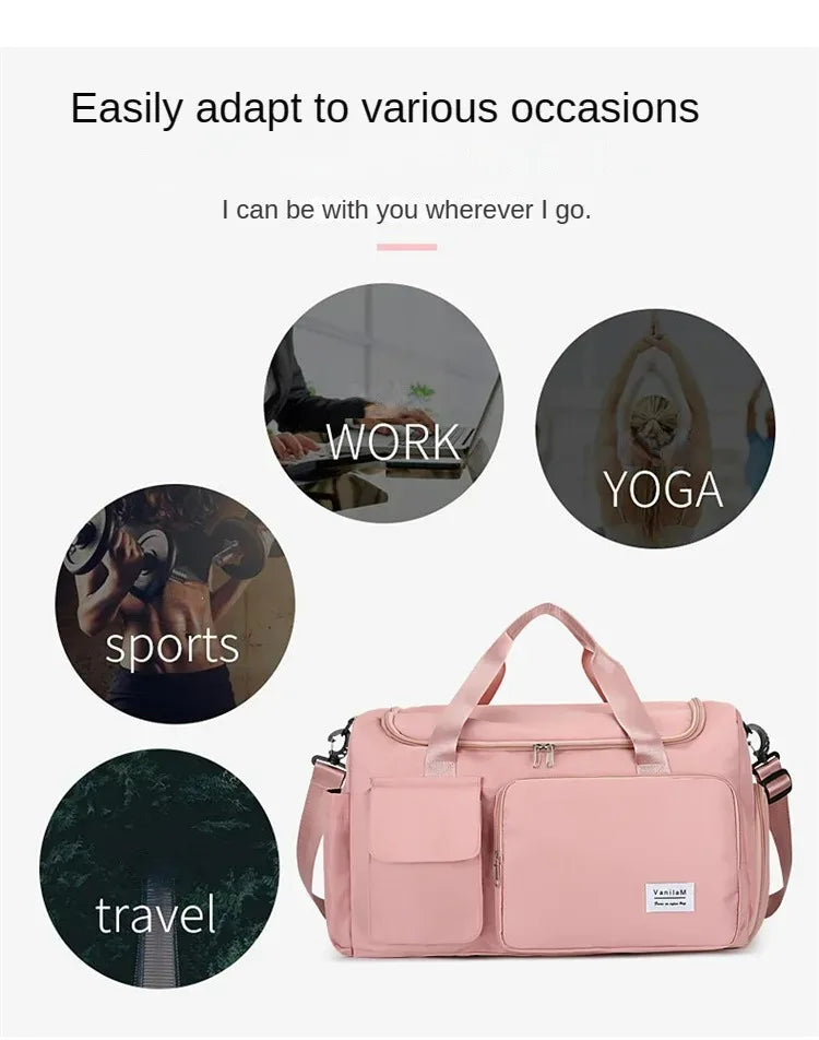 Large Capacity Gym/Overnight Duffle Bag with Shoe Compartment
