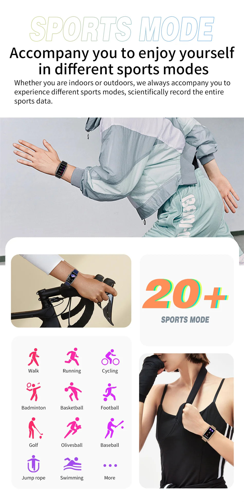 Android & IOS Smartwatch Heart Rate Monitoring Waterproof 20+Sport Modes