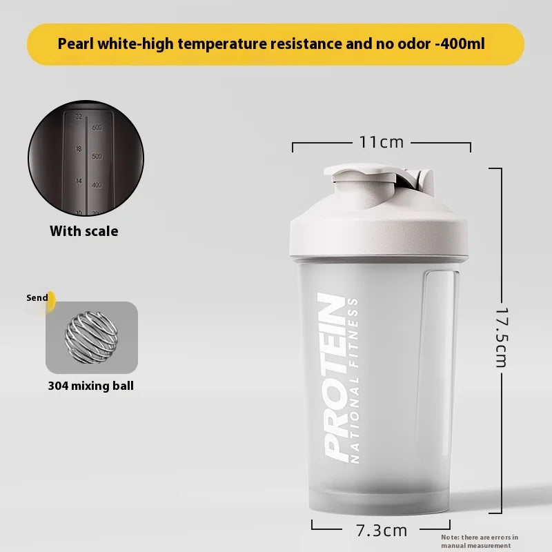 Protein Shaker Bottle - Leak-Proof Gym Fitness Mixer Cup 400-600ml for Shakes & Supplements
