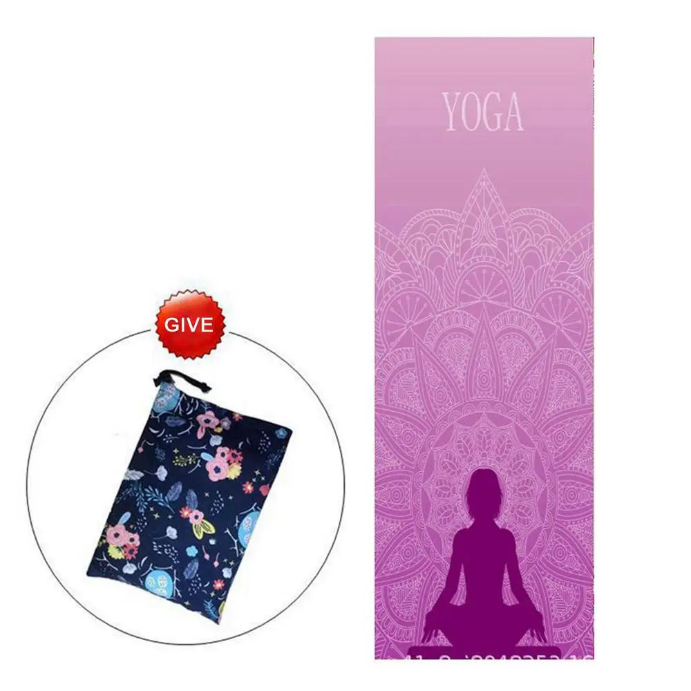 2 Cedar & Moore mat-sized yoga towels, pink 185x64 cm and navy floral, non-slip microfiber for hot yoga & Pilates