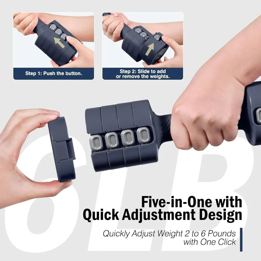 8-in-1 Adjustable Dumbbell Set for Women - 2lb to 6lb Hand Weights (12lb Pair)