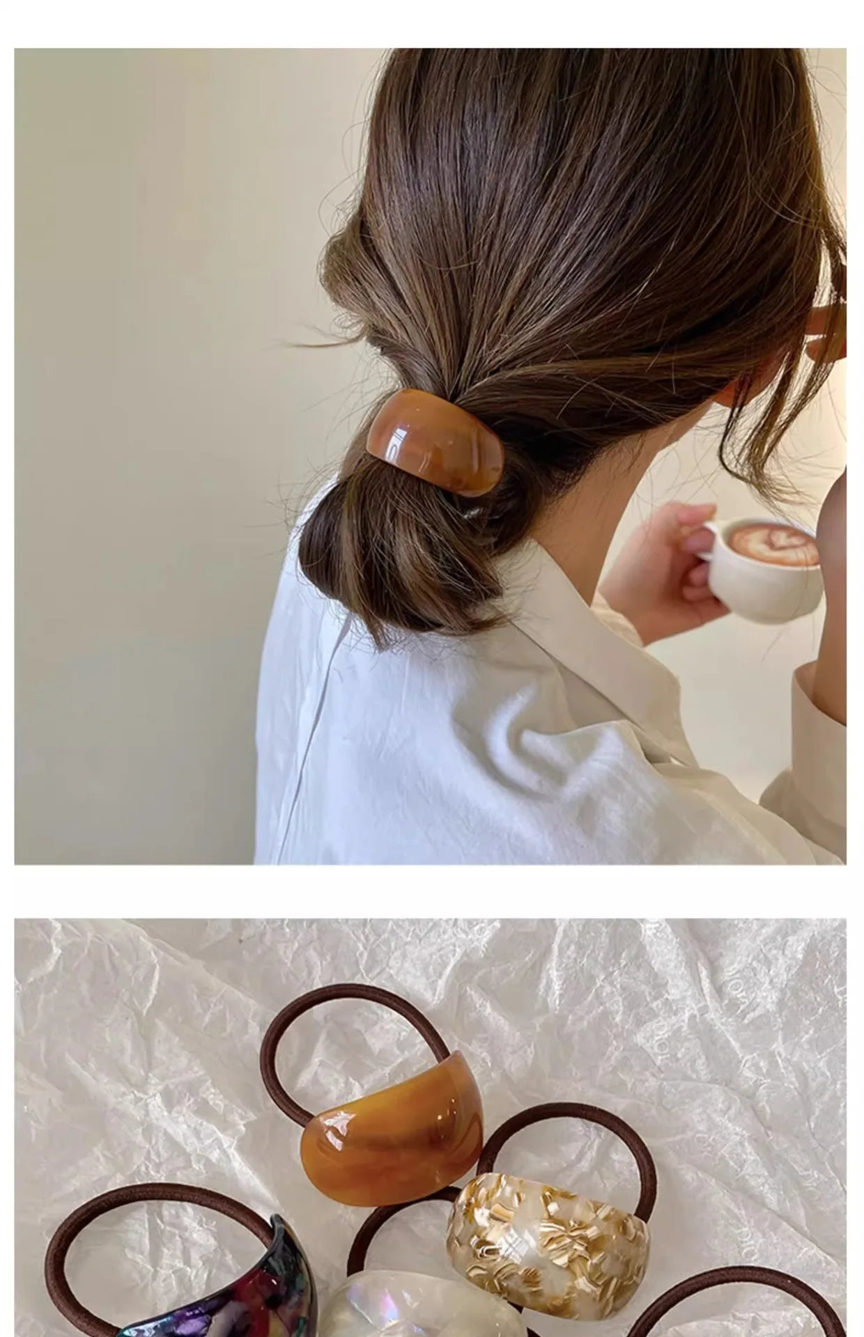 Women's Acrylic Patterned Hair Ties - Elegant Ponytail Holders