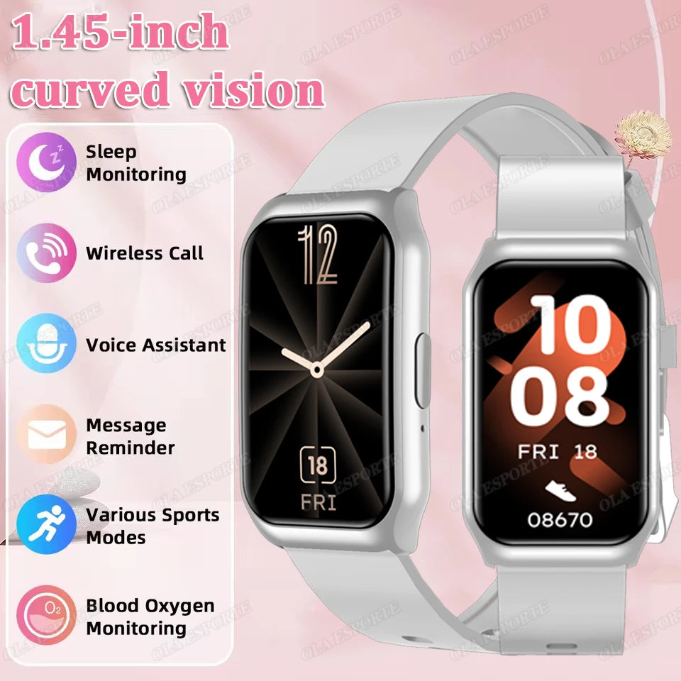 Curved Screen Smart Watch - Heart Rate Blood Oxygen Pressure Sleep Monitor Waterproof