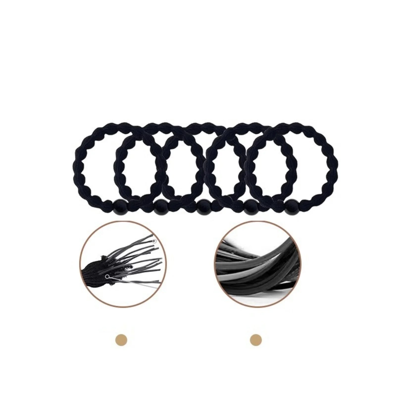 5/10pcs Classic Minimalist Sporty Hair Ties - Black Beaded Elastics with Strong Hold
