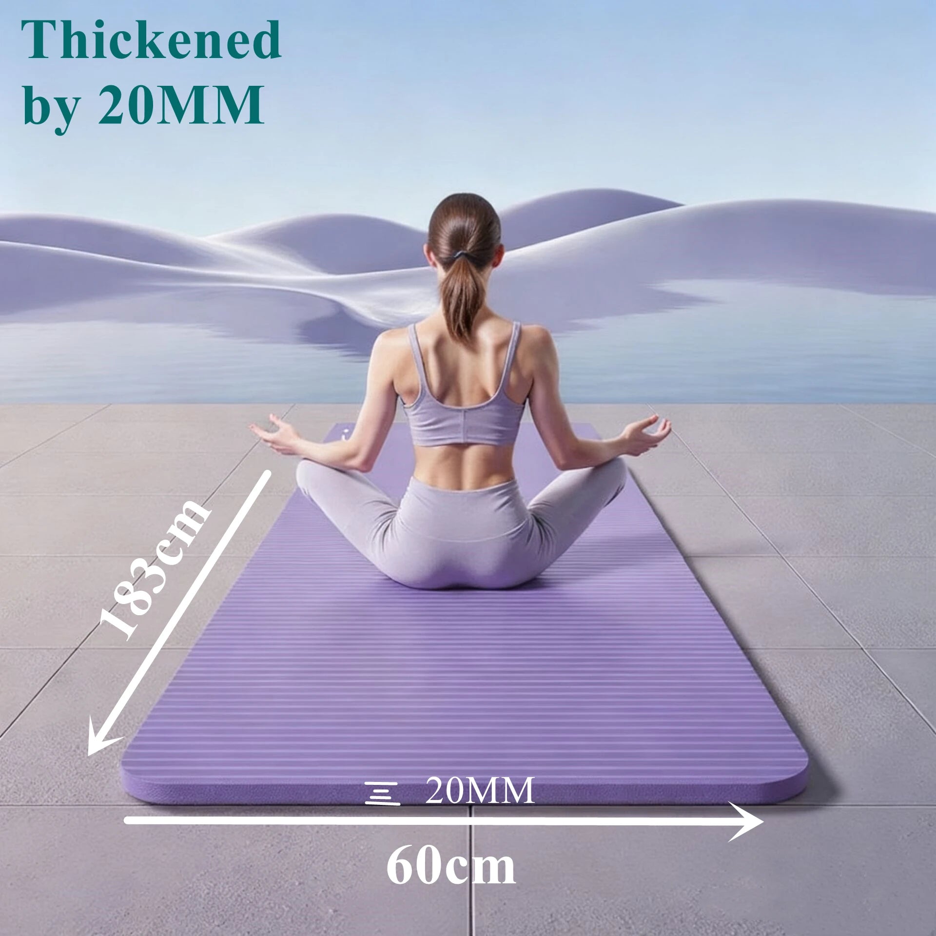 20mm Extra Thick NBR Yoga Mat - Large 185x61cm Non-Slip High-Intensity Workout Mat