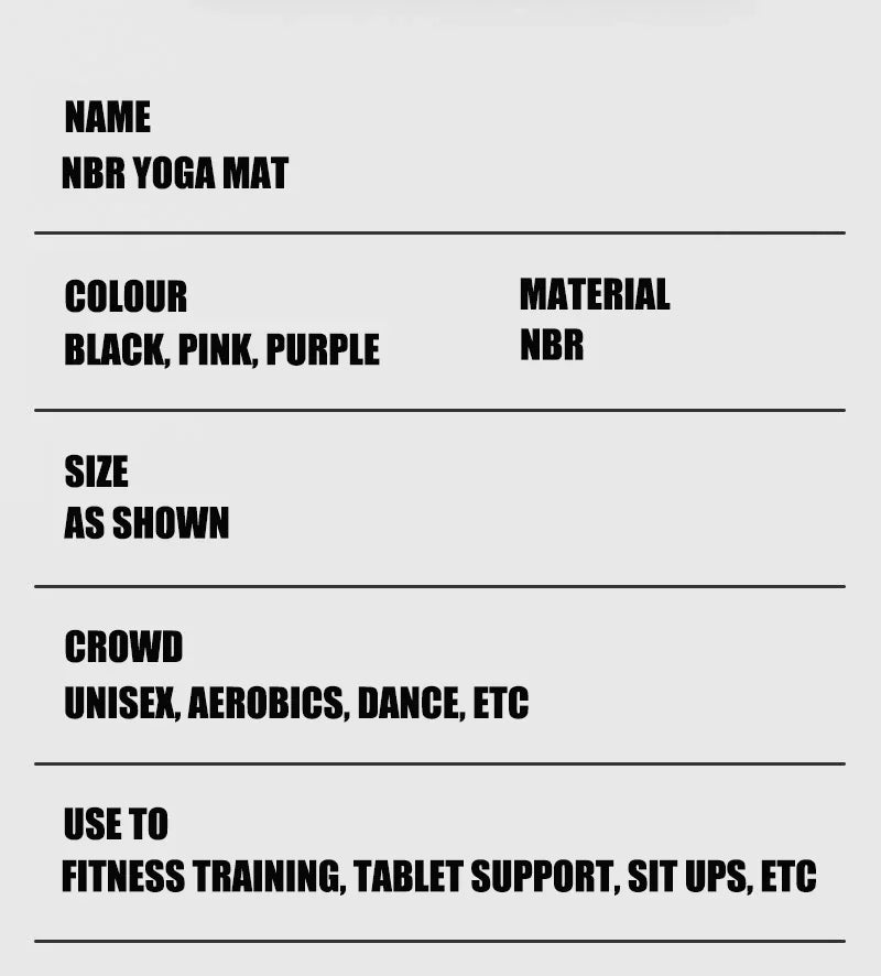 20mm Extra Thick NBR Yoga Mat - Large 185x61cm Non-Slip High-Intensity Workout Mat