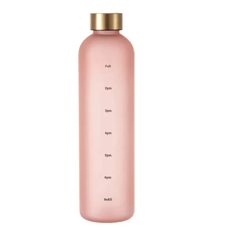 1 Liter Motivational Water Bottle with Time Markers - Sports Hydration Tracker