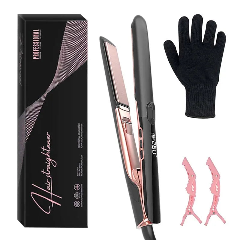 Ionic Hair Straightener & Curler - Keratin Treatment Flat Iron for Frizzy Hair Damage Recovery
