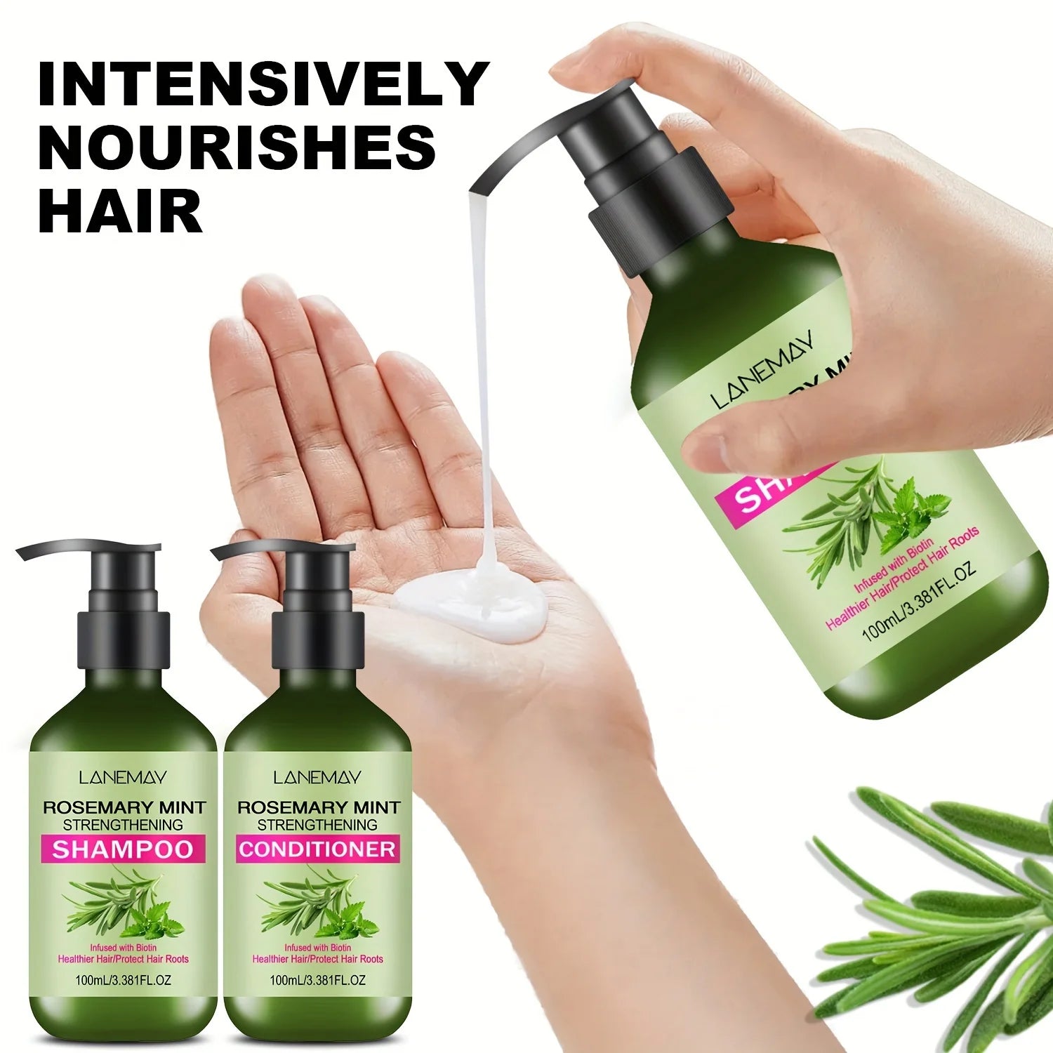 Rosemary Mint Strengthening Shampoo & Conditioner Set - Moisturizing Hair Treatment