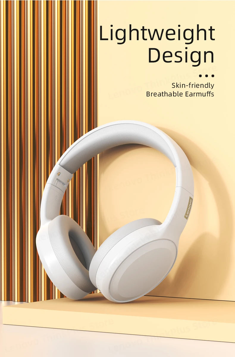 White lightweight over-ear wireless headphones with breathable cushioned ear pads
