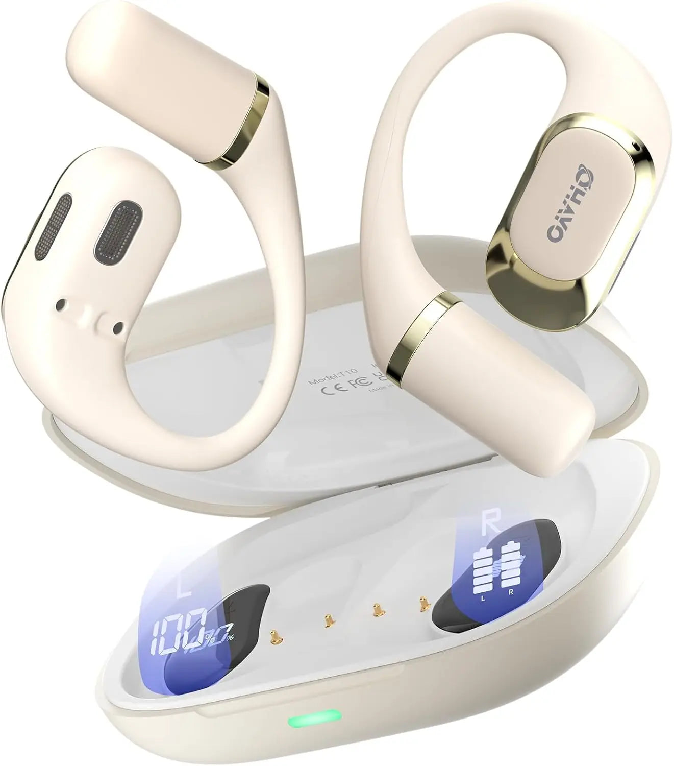 Ohayo T10 Open-Ear Sports Headphones - Bluetooth 5.4 with 40Hr Battery & IPX6 Waterproof