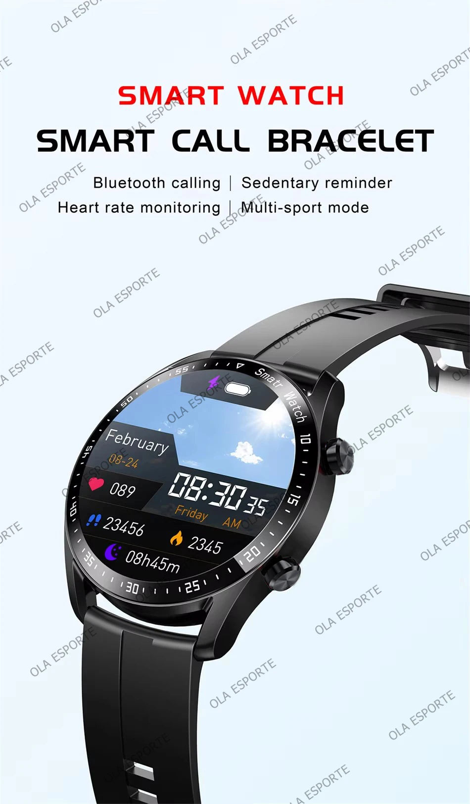 Ola Esporte Smart Watch - 1.5" HD Round Display with Bluetooth Calling & GPS Tracking