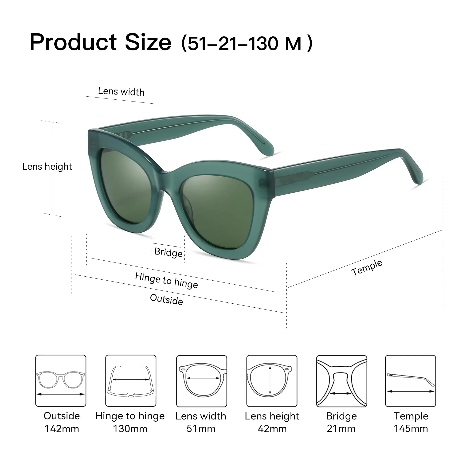 ZENOTTIC Trendy Polarized Retro Cat eye Sunglasses
