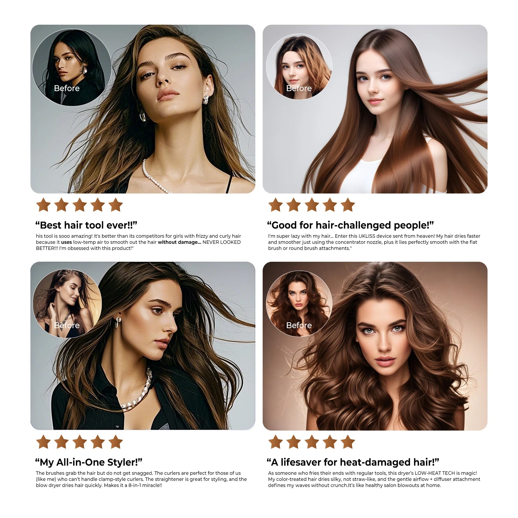 8-in-1 Professional Hair Styling Set - 110,000 RPM Brushless Motor Dryer with Complete Styling Tools