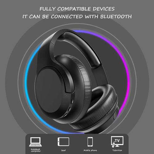 Black over-ear wireless headset with oval earcups and visible side control port