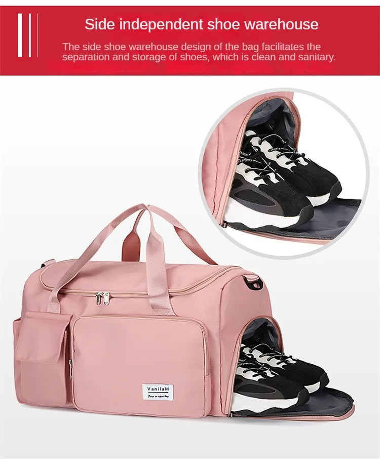 Large Capacity Gym/Overnight Duffle Bag with Shoe Compartment