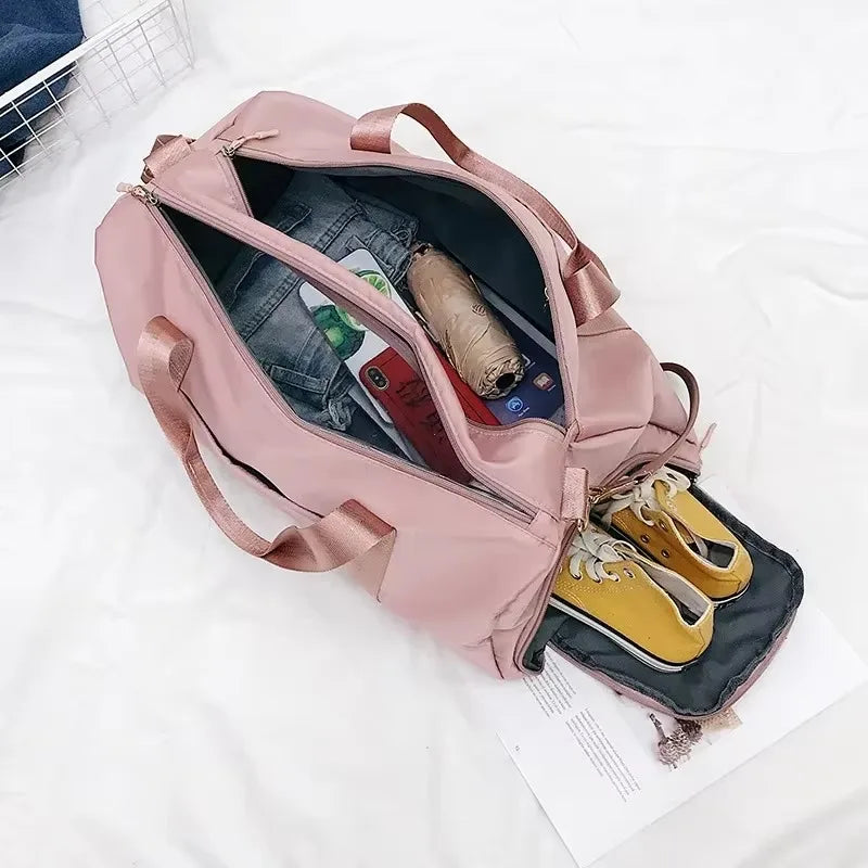 Outdoor Waterproof Nylon Sports Gym Bag with shoe Compartment