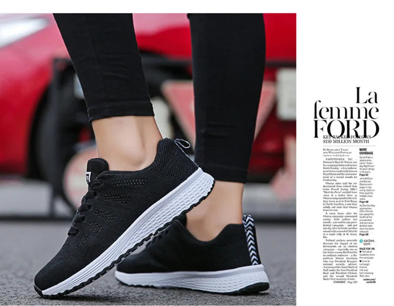 Women's Breathable Mesh Walking Shoes - Lightweight Slip-On Athletic Sneakers