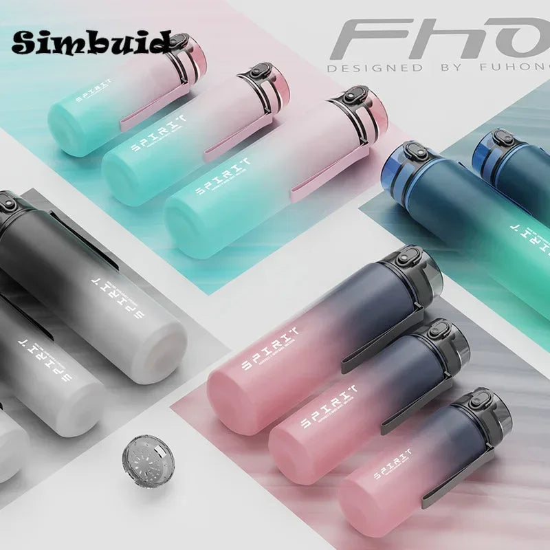 Sports water bottles with straws, mixed colors with flip-top lids and carry loops