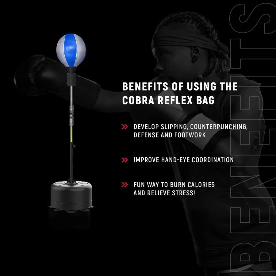 Cobra Reflex Bag - Adjustable Height Boxing Trainer with Spring Stand (4-6ft)