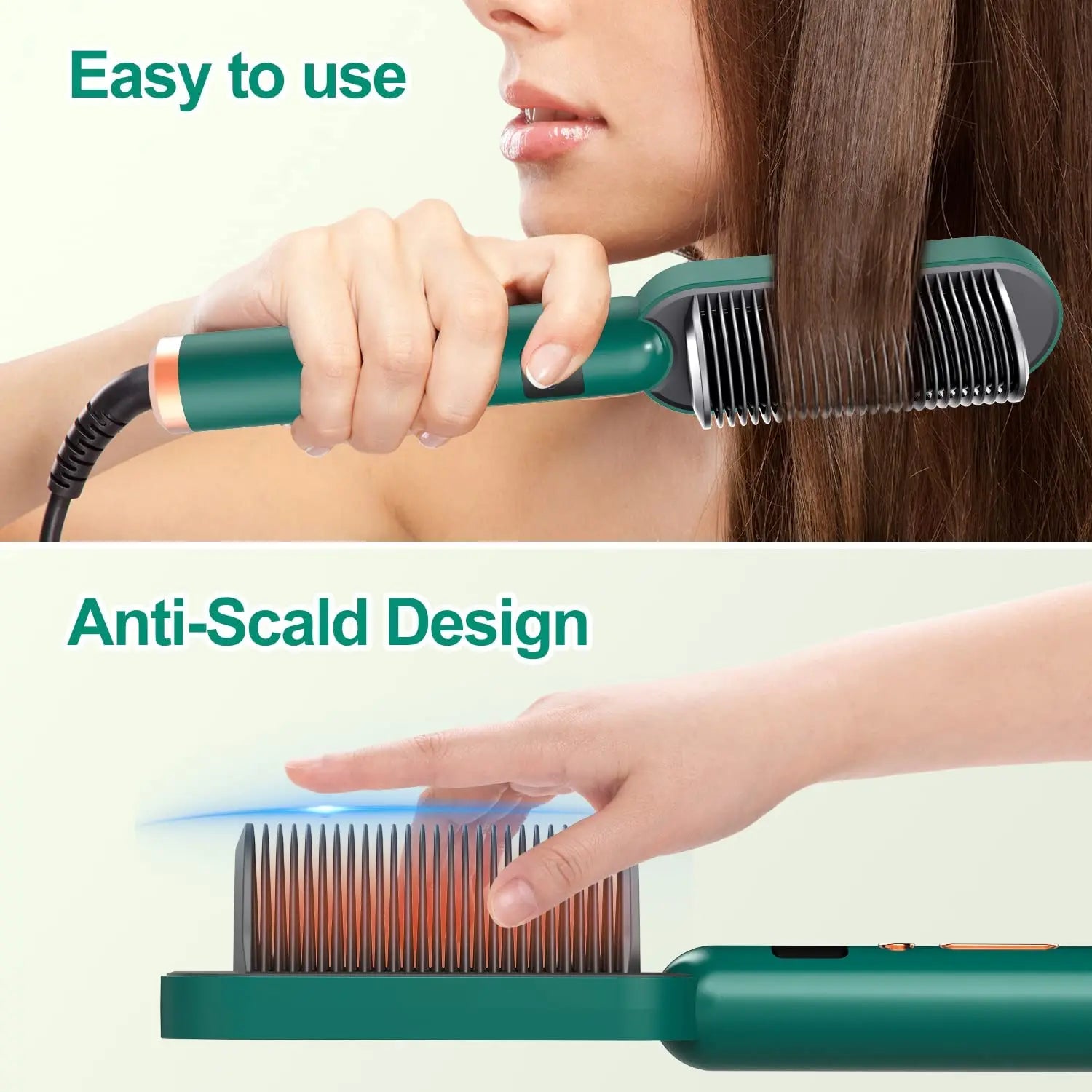 Hair Straightener Electric Brush - Hot Comb Heating Brush for Sleek, Smooth Styling