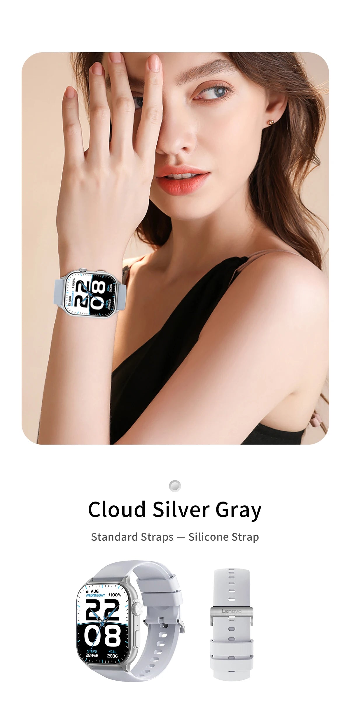 Lenovo Smart Watch Fit F101 - 1.96" AMOLED Display with Bluetooth Calling & Health Monitoring