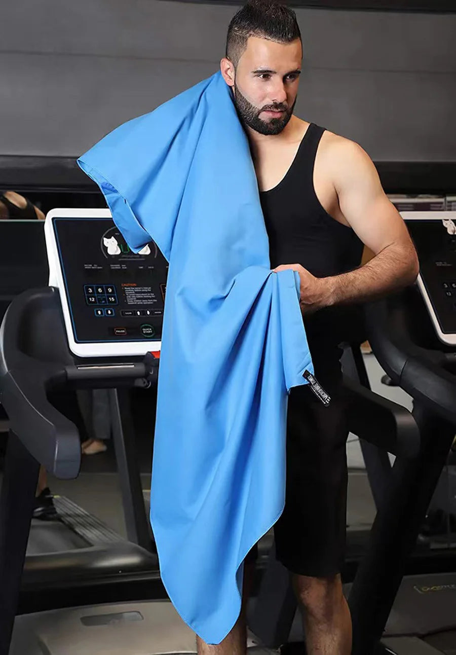 Quick-Dry Microfiber Sports Towel blue for gym and travel