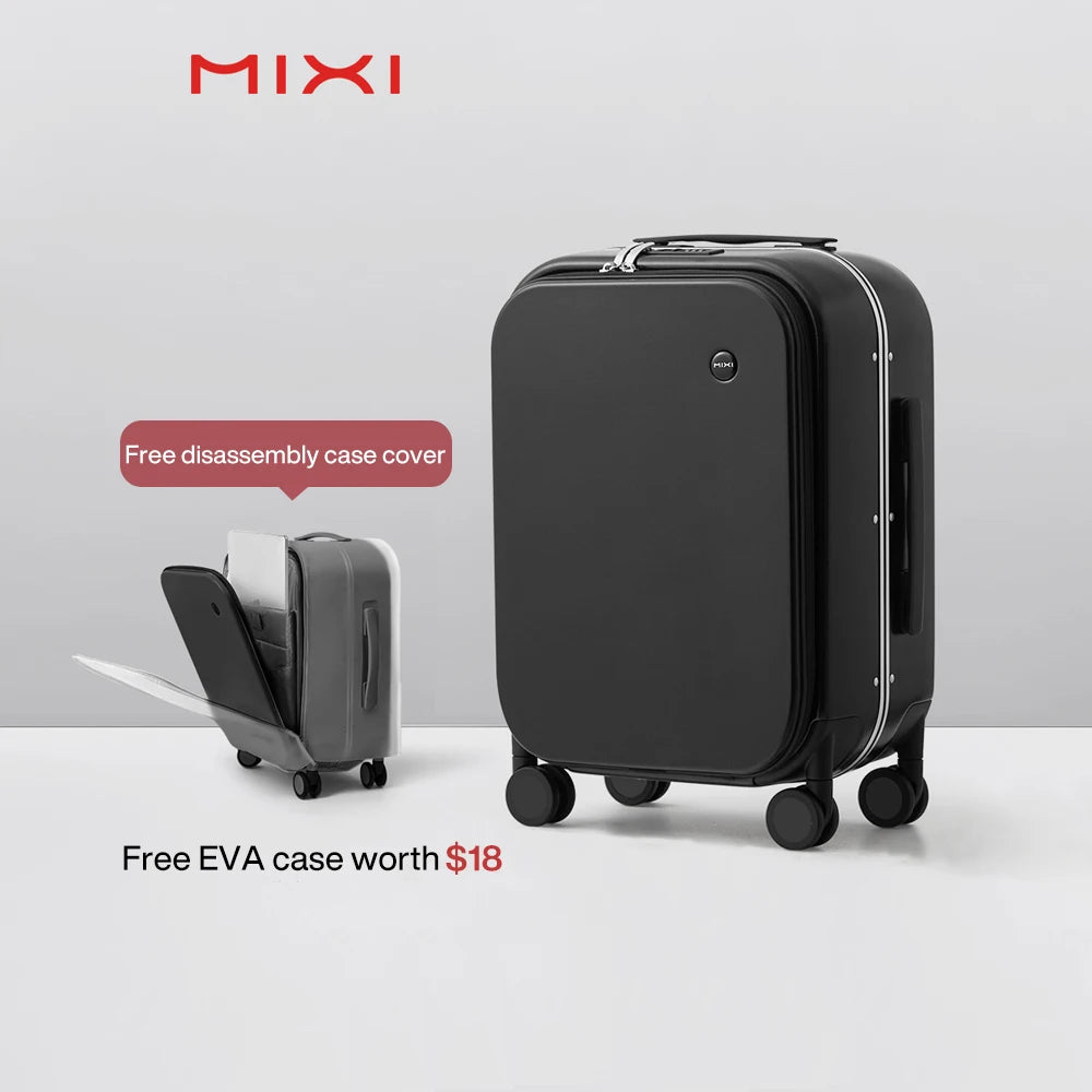 Mixi Aluminum Frame Carry-On Suitcase - 18/20/24 Inch Rolling Luggage with Hollow Wheel Design