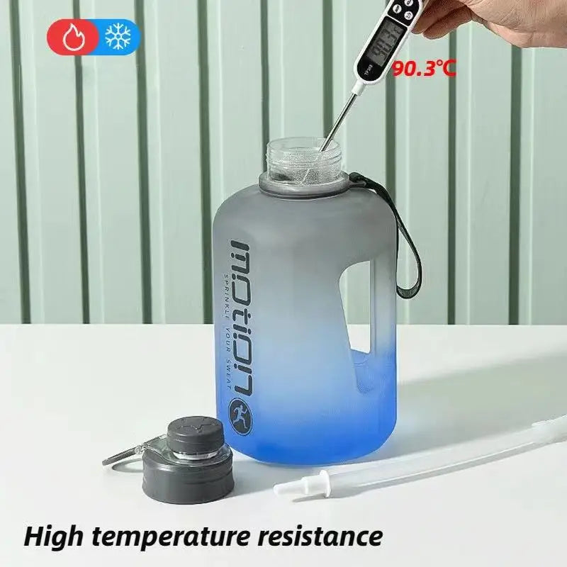2.4L Sports Water Bottle with Straw - Extra Large Fitness Tracker Bottle with Measurement Scale