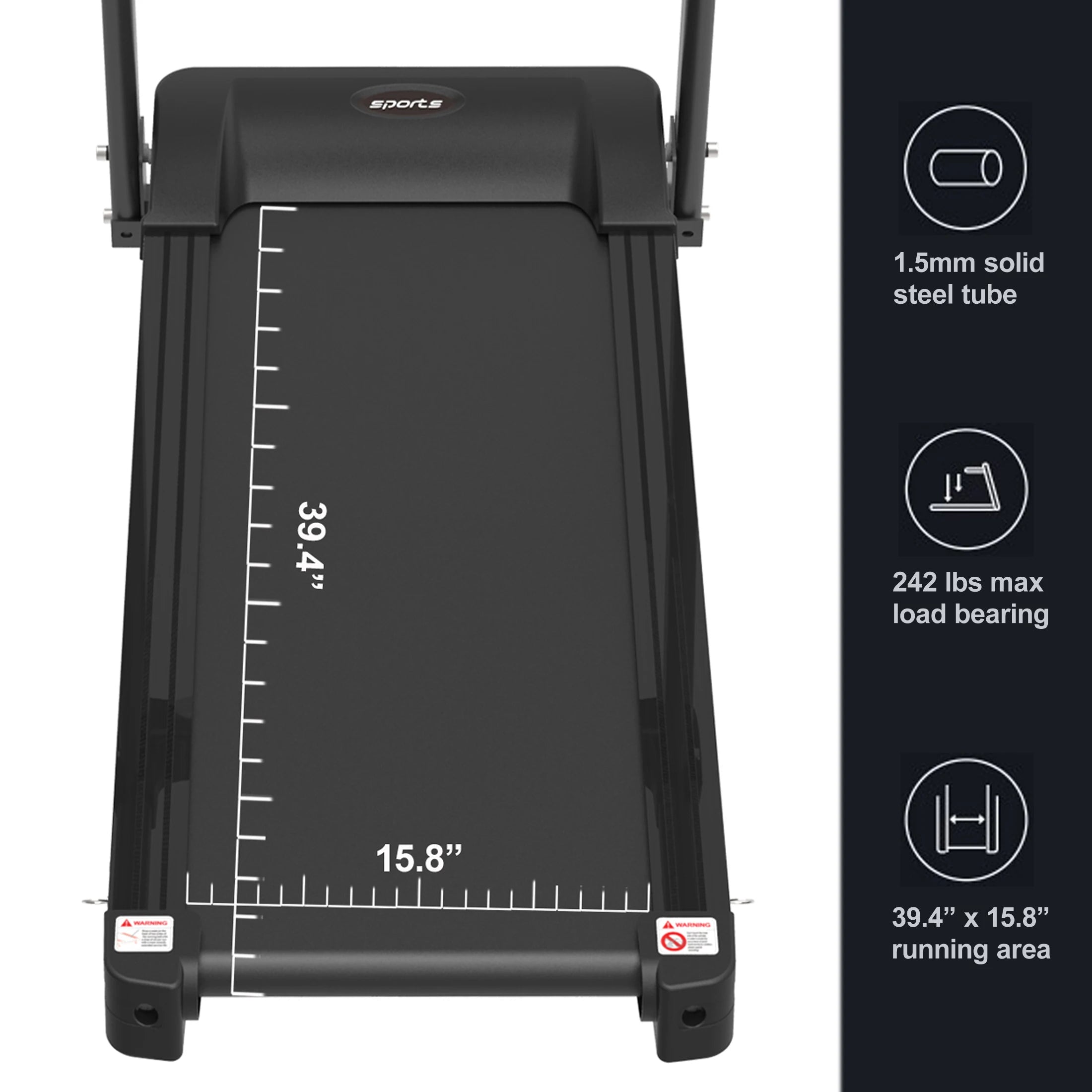 Folding Treadmill, Smart Motorized Treadmill with Manual Incline and Air Spring & MP3, Exercise Running Machine with 5" LCD
