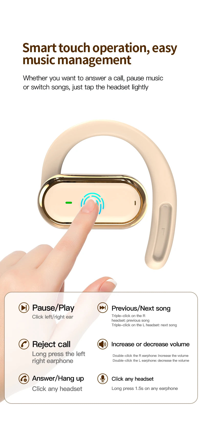 Wireless Bluetooth Earbuds with LED display in a gold charging case IPX6 waterproof