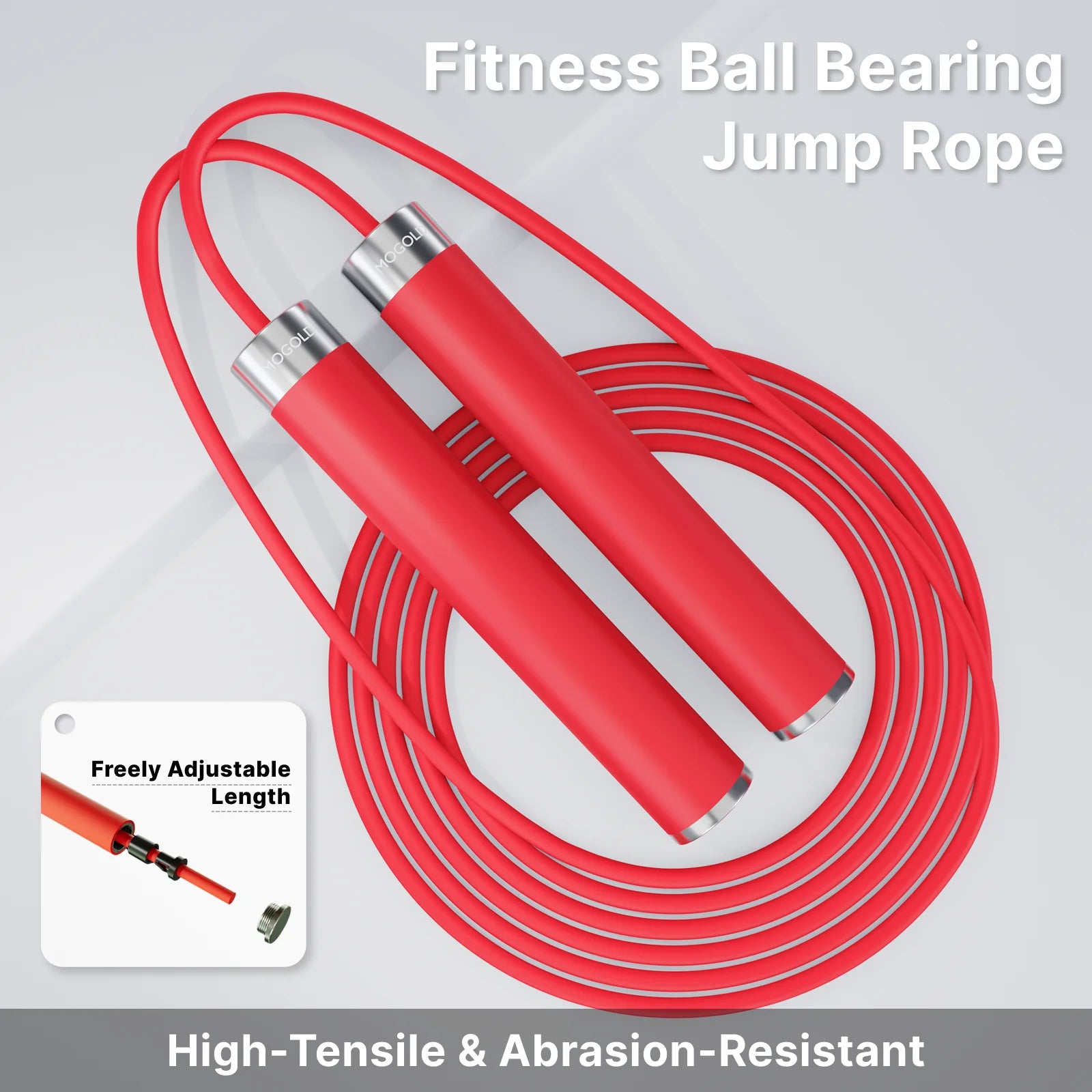 Professional jump rope red adjustable speed rope with dual ball bearings for fitness