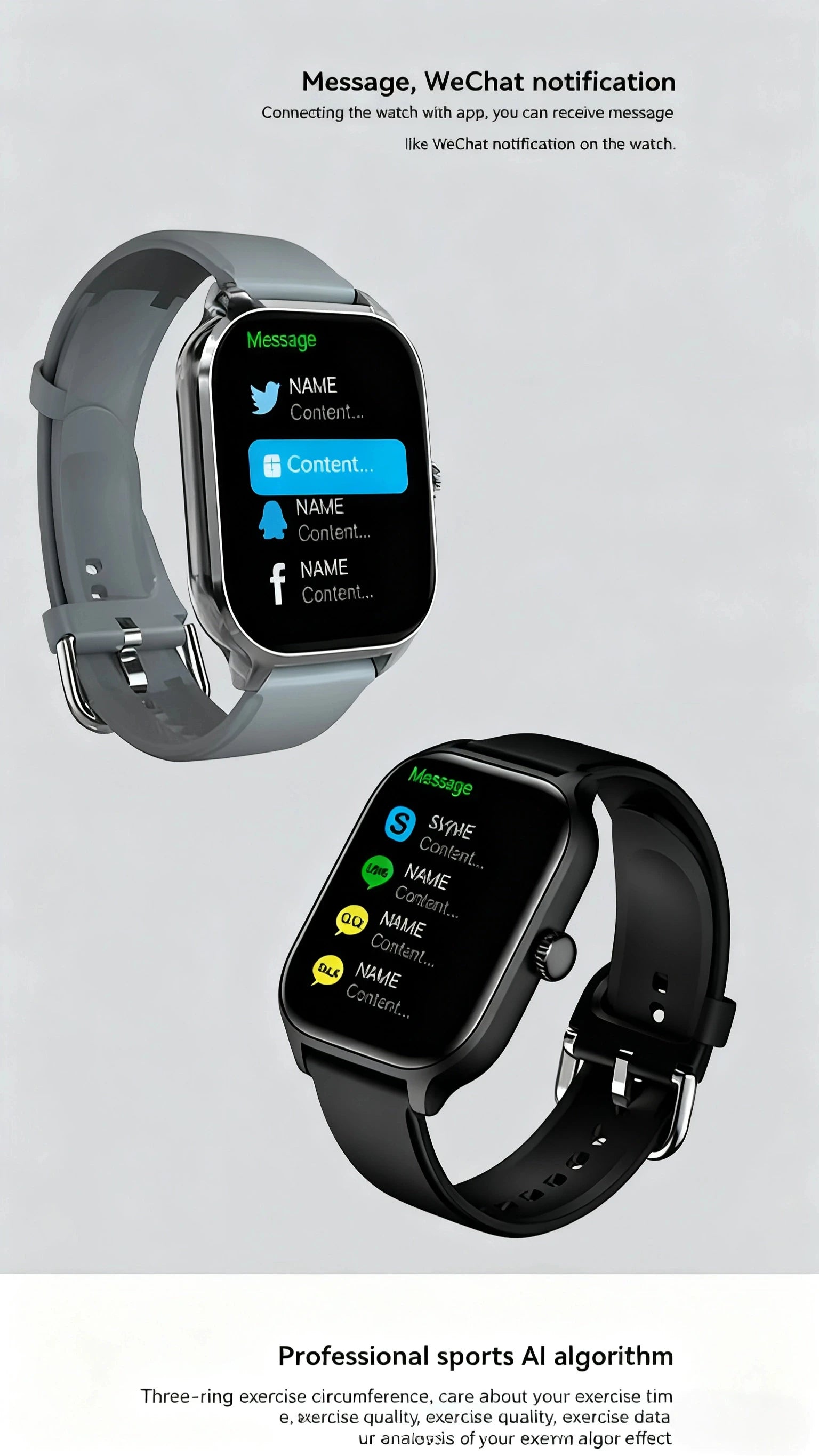 Intelligent health tracking watch with dark screen and gray strap