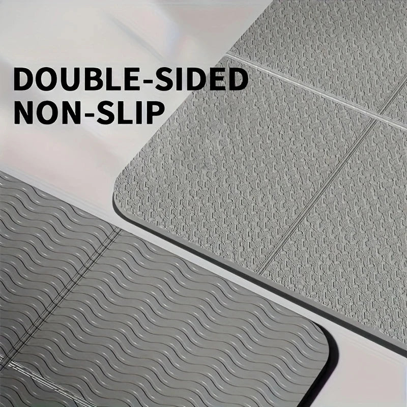 Cedar & Moore foldable TPE yoga mat, gray dual-sided non-slip, 61x183cm, portable travel gym.