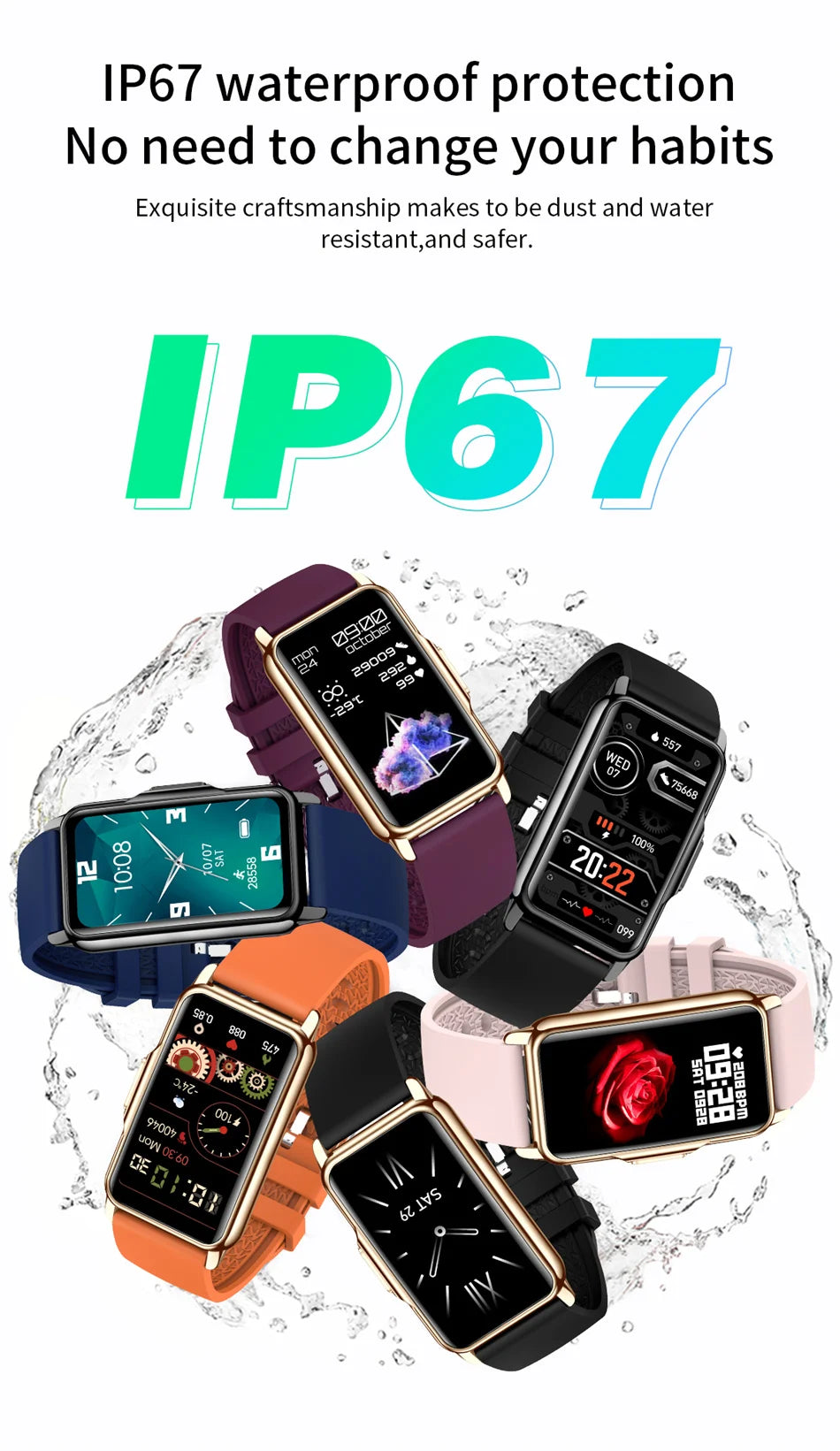 Android & IOS Smartwatch Heart Rate Monitoring Waterproof 20+Sport Modes