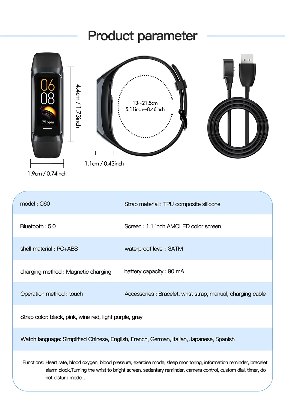 LIGE Amoled Heart Rate Blood Smartwatch Waterproof Sports Fitness Tracker