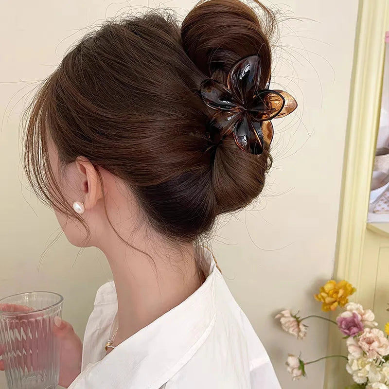 Epoxy Flower Hair Claw Clips - Leopard Print Hawaiian Gradient Barrettes for Women & Girls