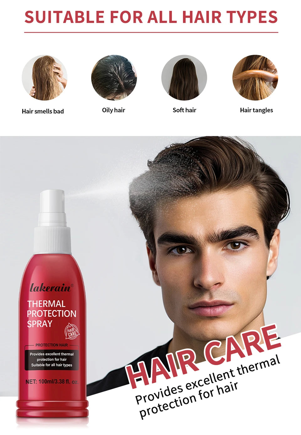 Lakerain Thermal Protection Spray red spray bottle for hair protection