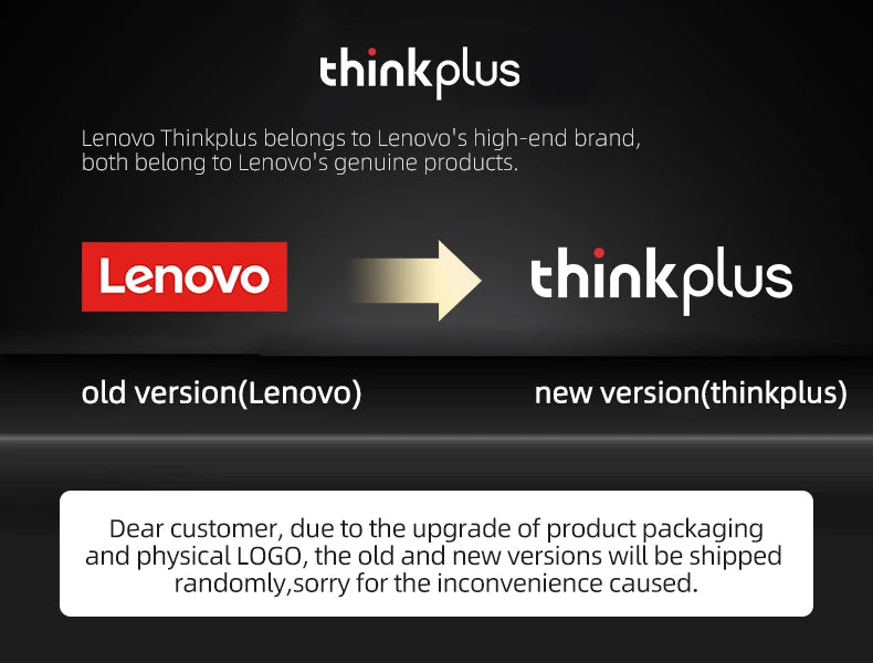 Lenovo and thinkplus logo branding banner with upgrade notice text